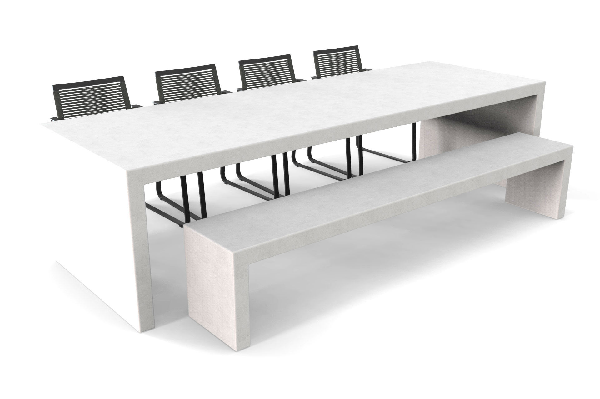 Witte betonlook tafel Lars met bank en stoelen Tuinsets